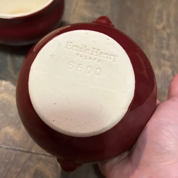 3 EMILE HENRY Cerise Footed Lion's Head Soup Bowl (Provencale Red) France - Picture 3 of 9